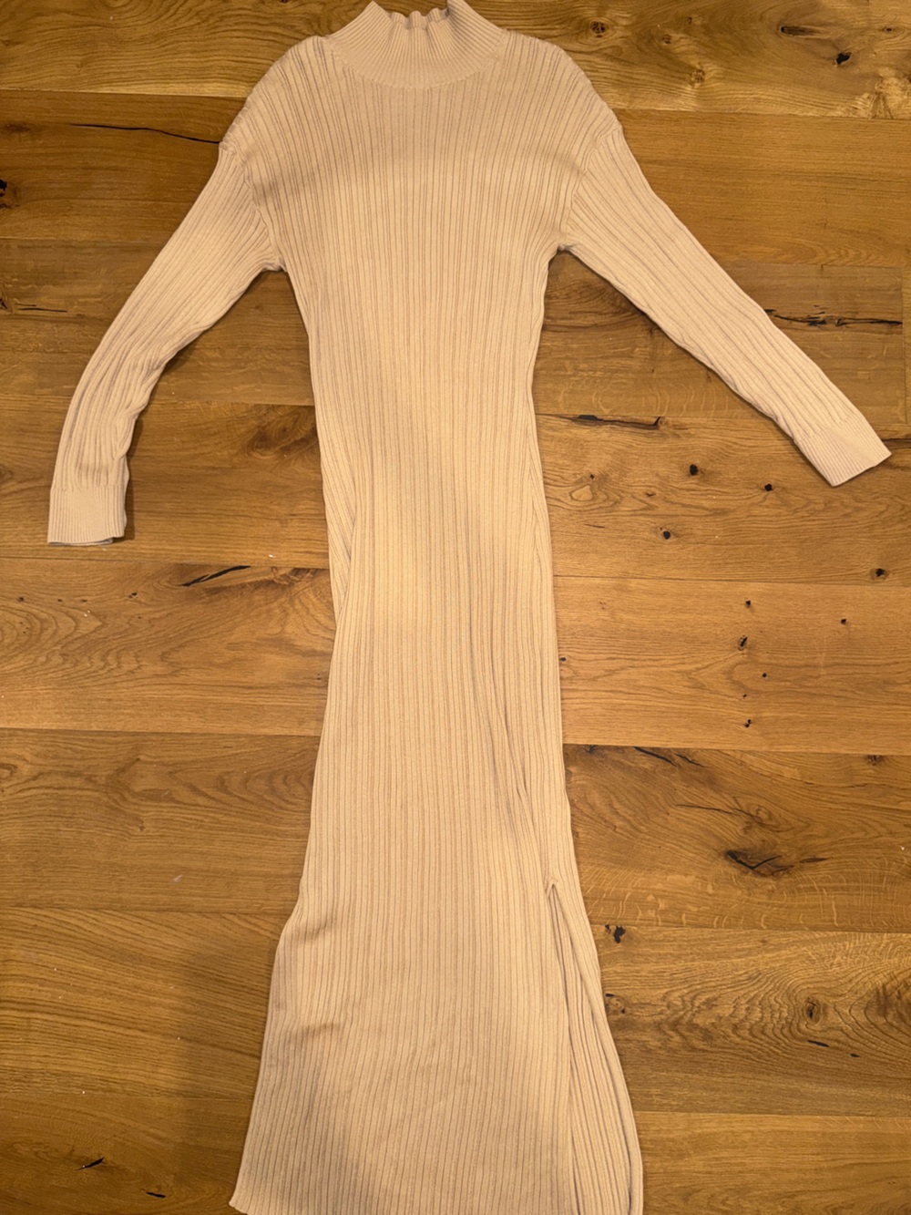 NAADAM Cream Ribbed Long Button-Trim Maxi Dress - Picture 3 of 4